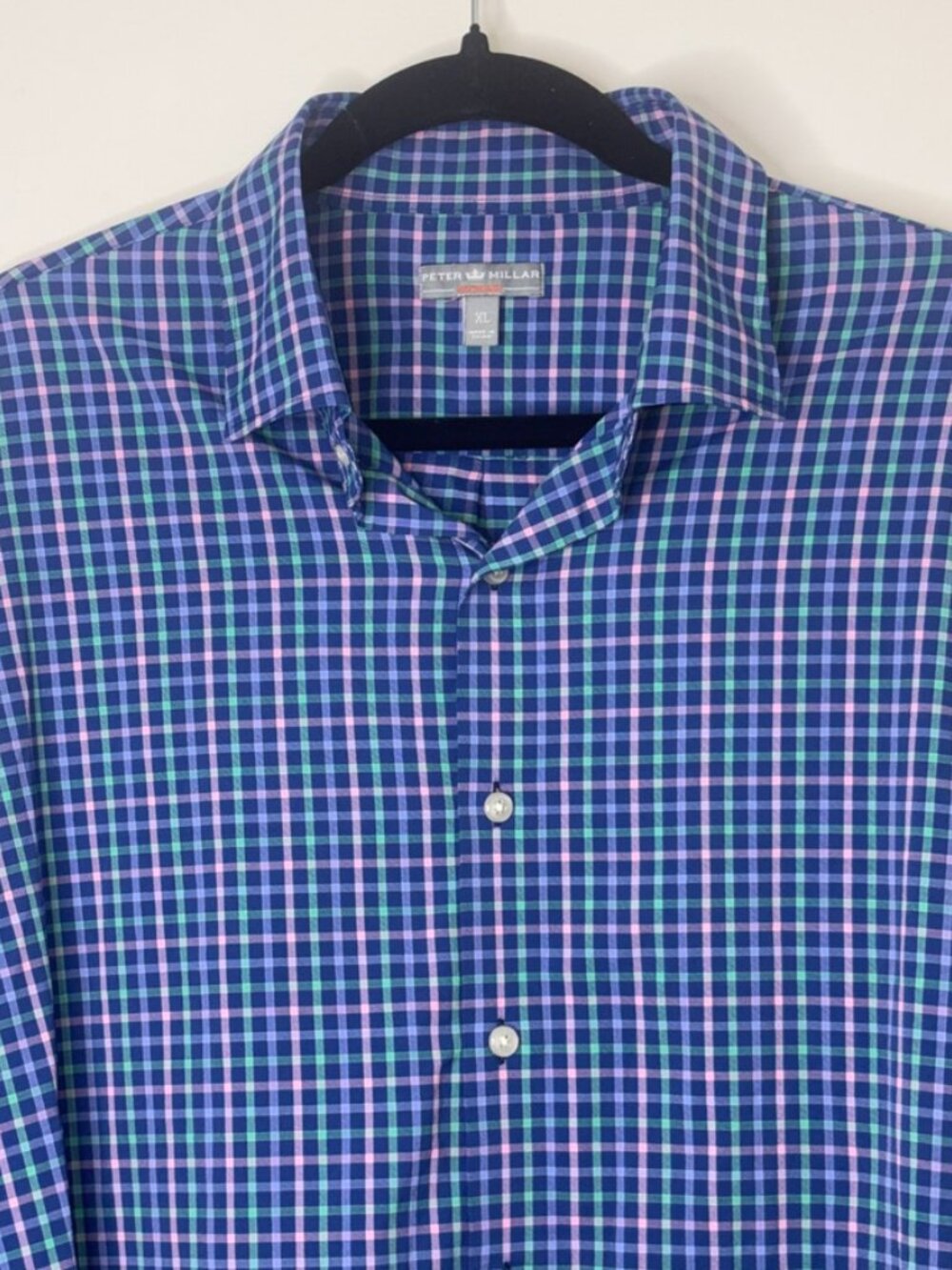 Peter Millar Wicking Plaid Button Down Shirt XL